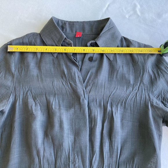 IPSE Gazebo Dark Gray Sheer Crinkled Long-sleeved Shirt - Women's Small - Picture 6 of 11